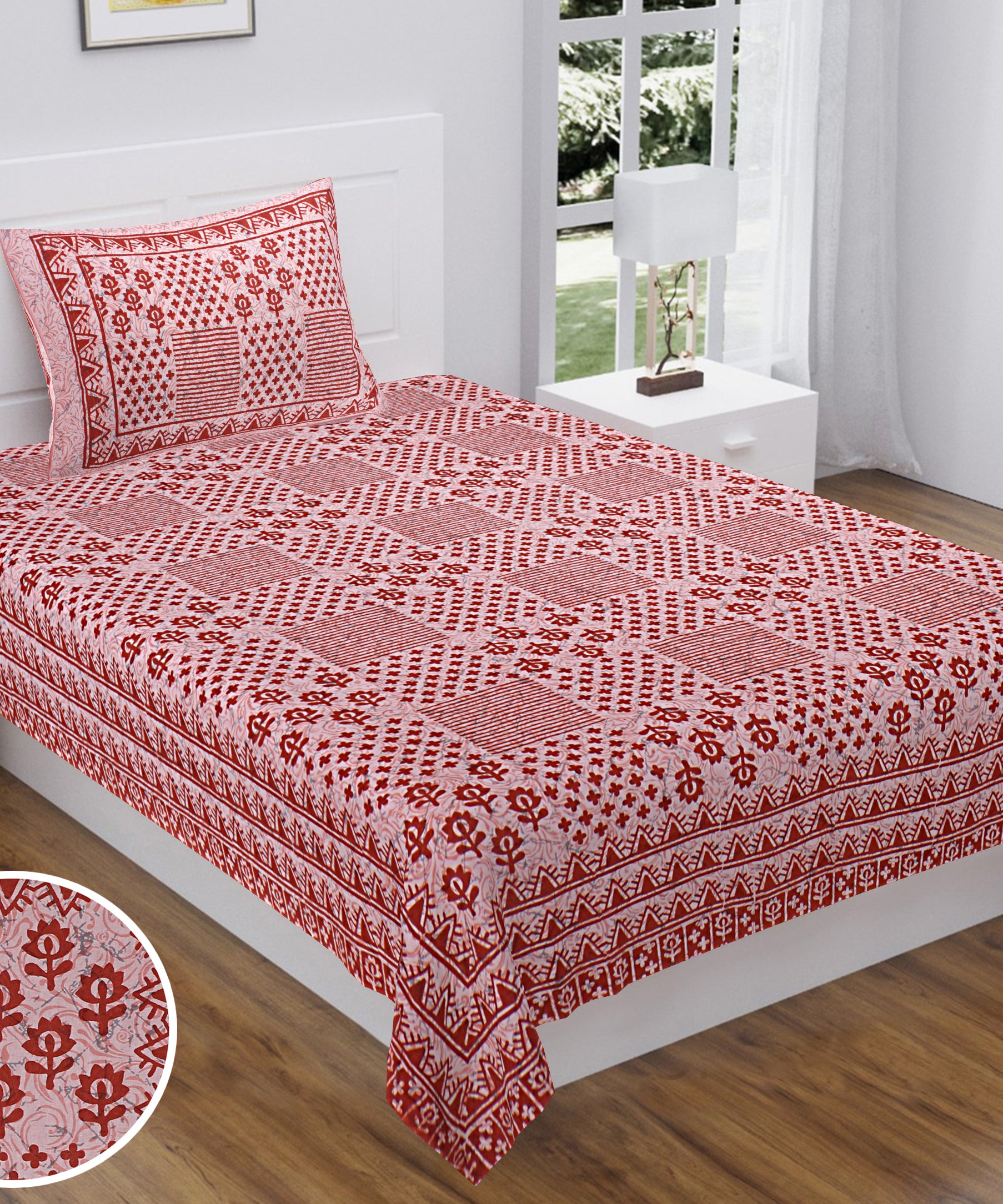 Heritage Block Print Single Bedsheet