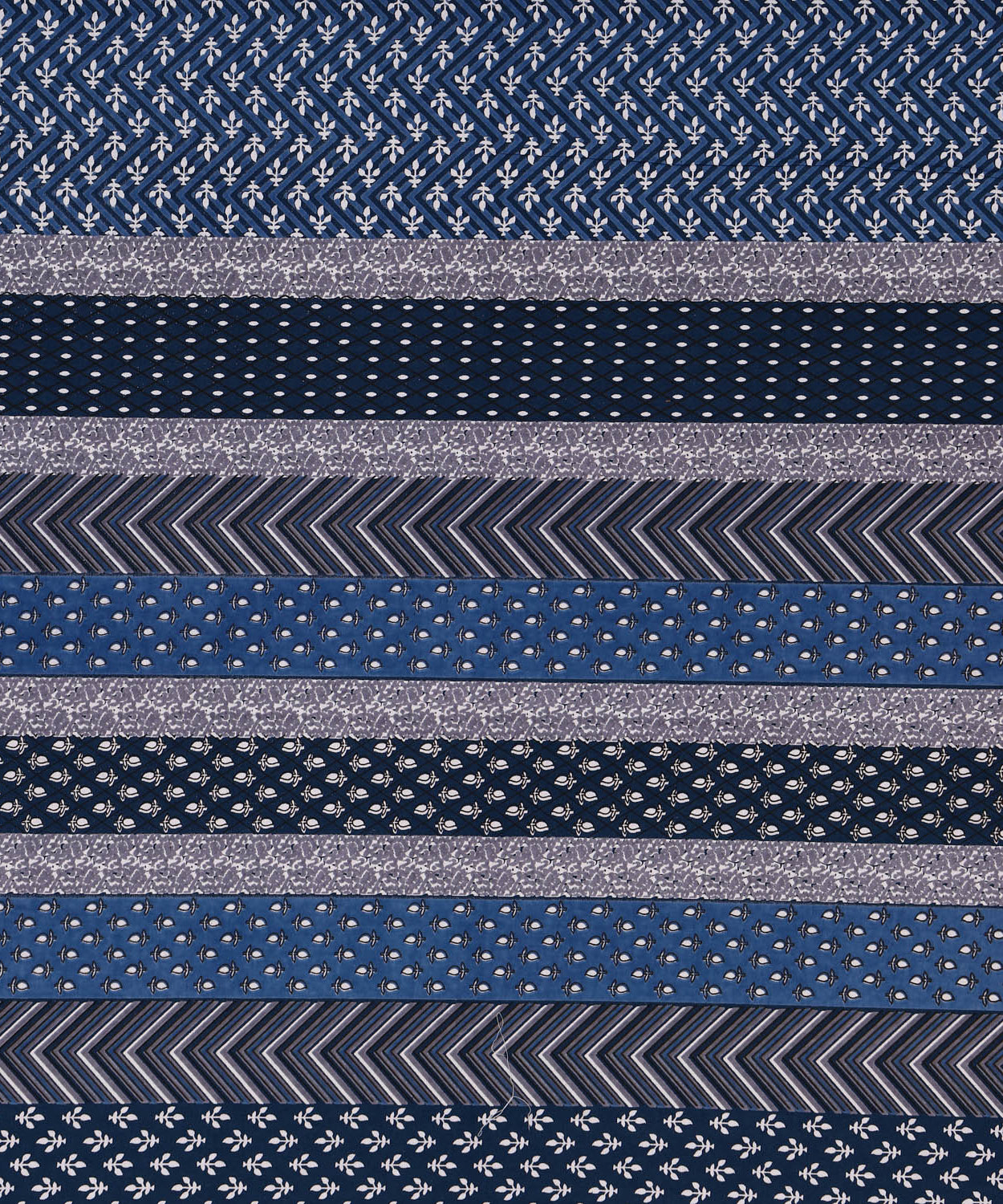 FabricRaja Pure Cotton King Size Bedsheet with Geometric Stripe Print in Blue and Grey