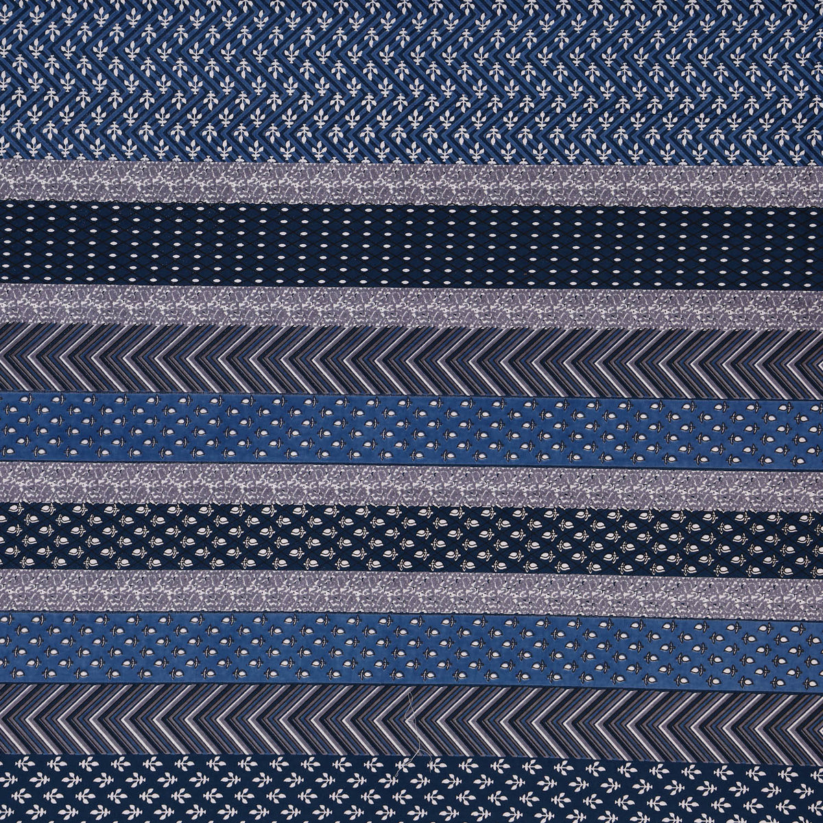 FabricRaja Pure Cotton King Size Bedsheet with Geometric Stripe Print in Blue and Grey
