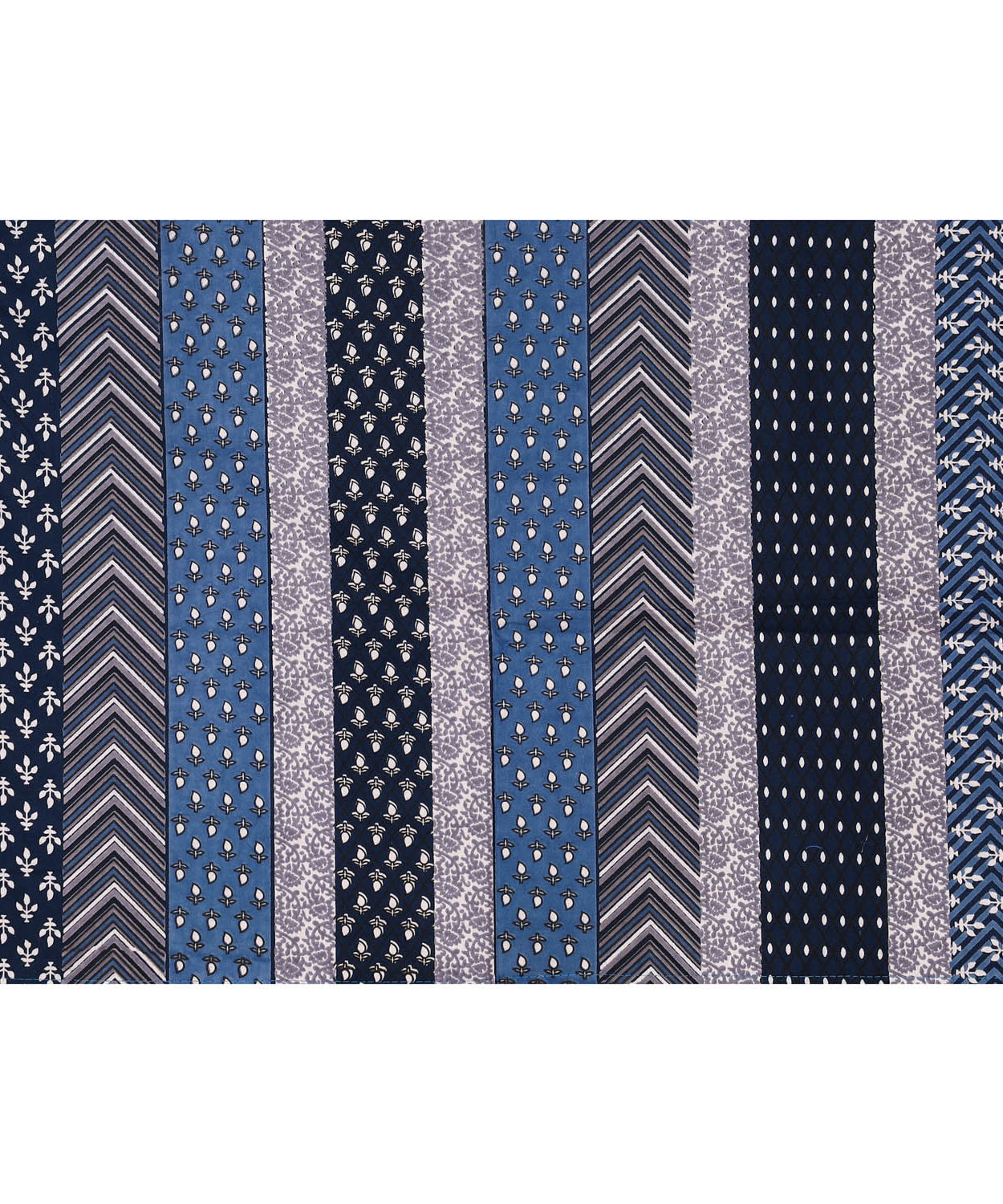FabricRaja Pure Cotton King Size Bedsheet with Geometric Stripe Print in Blue and Grey