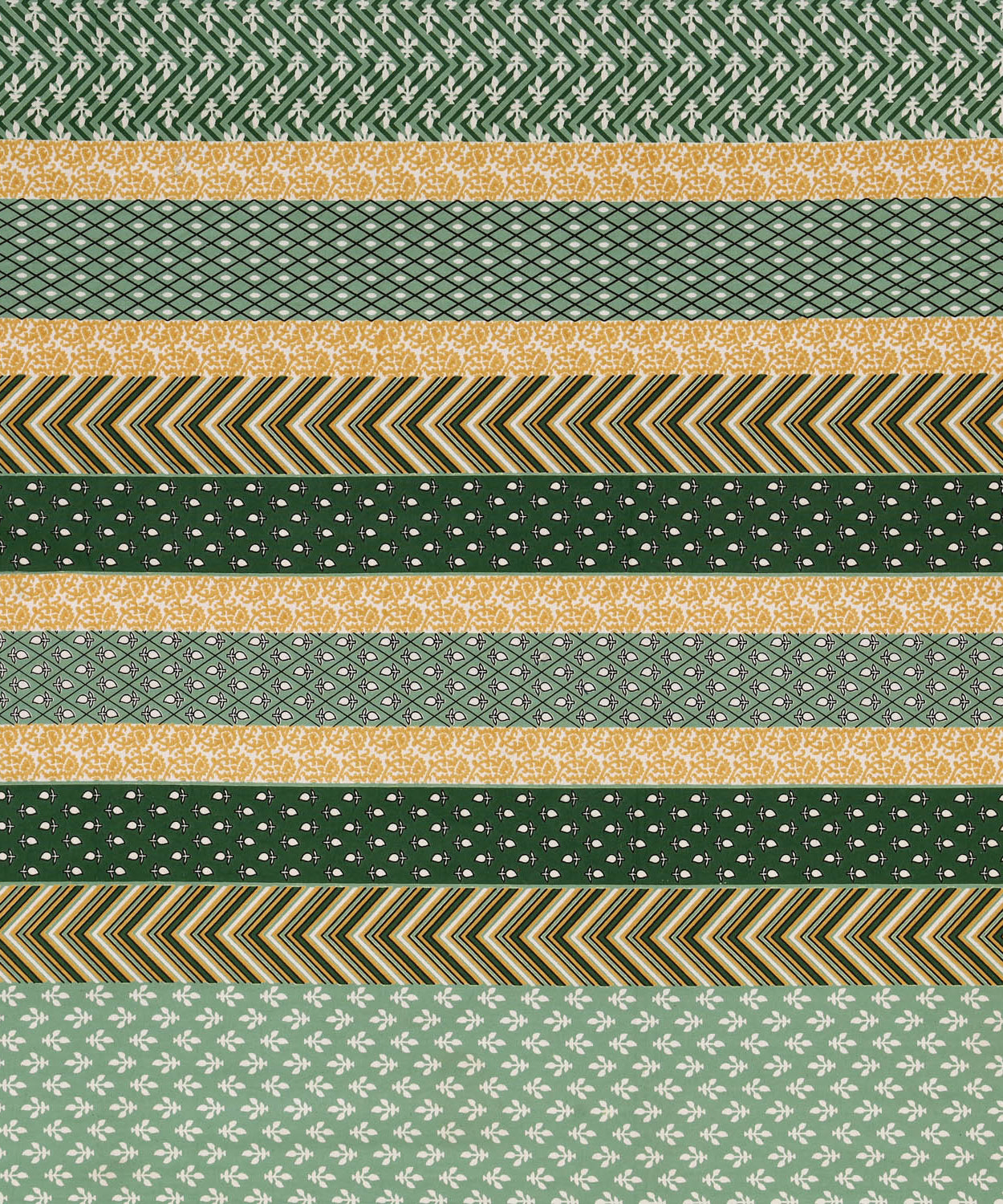 FabricRaja Pure Cotton King Size Bedsheet with Geometric Stripe Print in Sage Green & Beige
