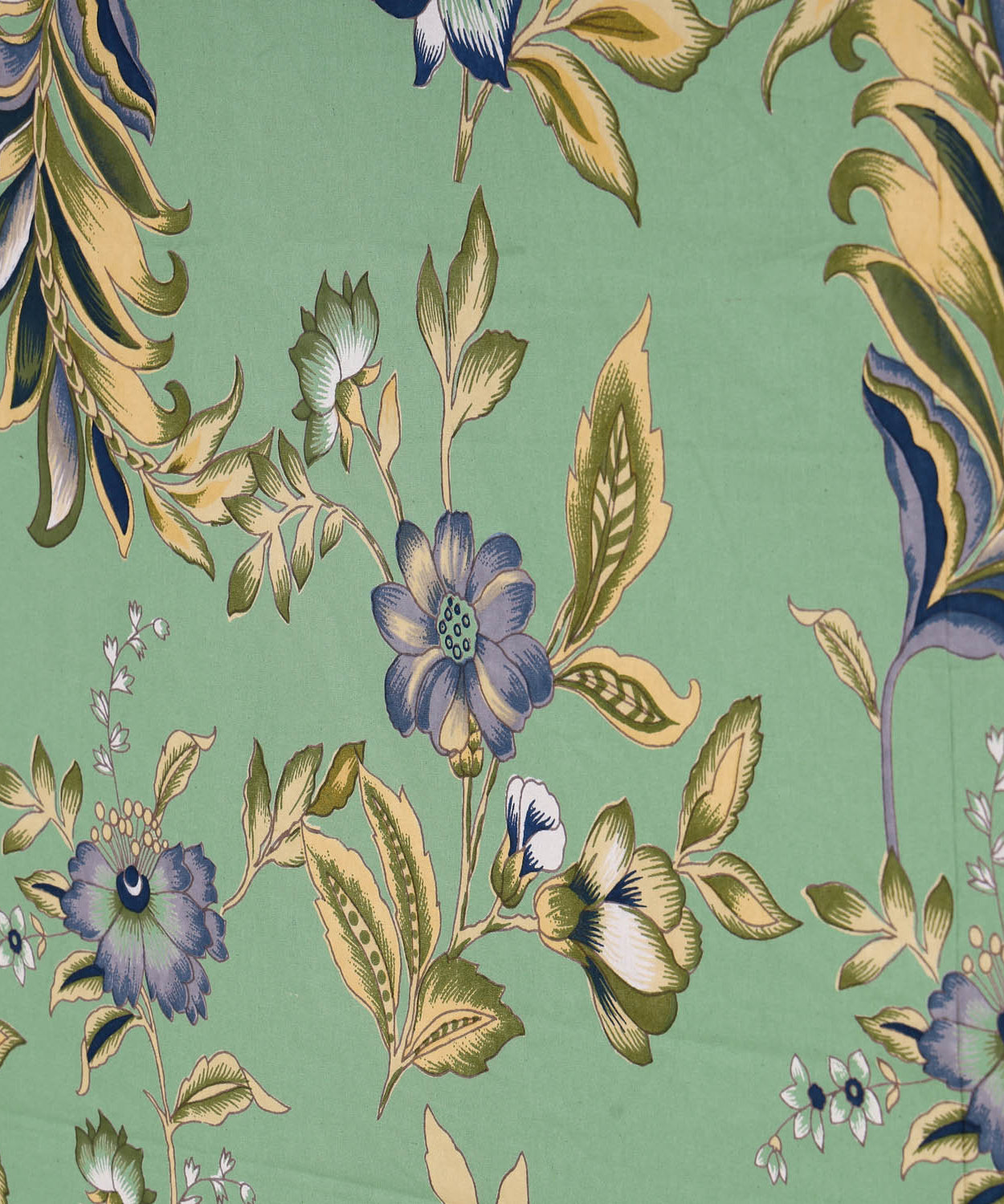 FabricRaja Pure Cotton King Size Bedsheet with Floral & Botanical Print in Sage Green