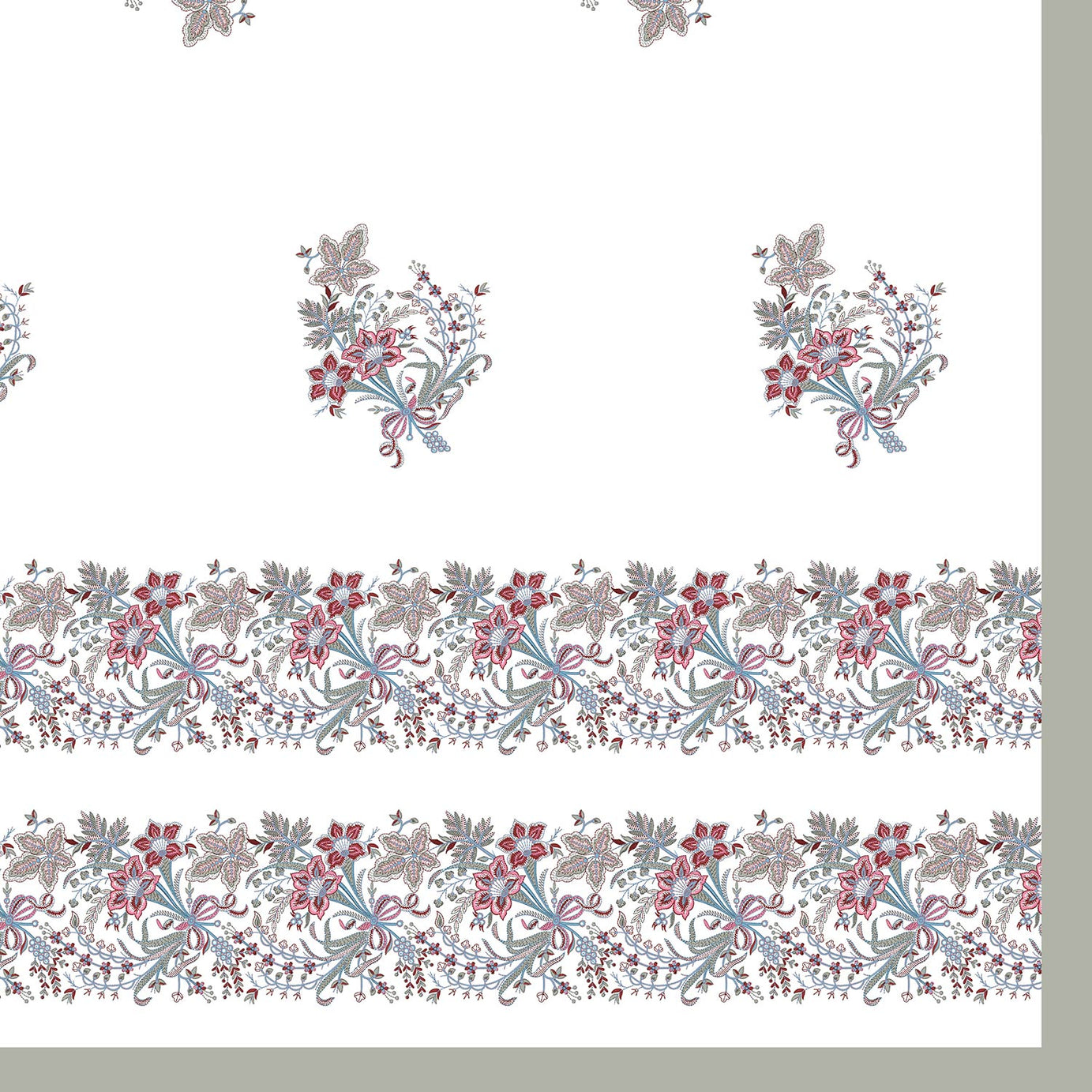 Elegant Floral Border Print King Size Bedsheet