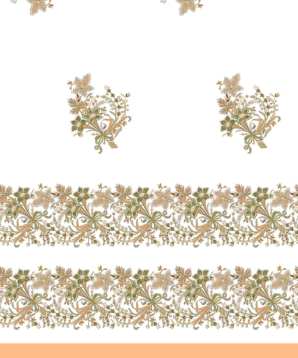 Elegant Floral Border Print King Size Bedsheet – Peach Edition