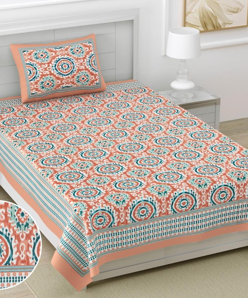 Ethnic Floral Print Cotton Single Bedsheet
