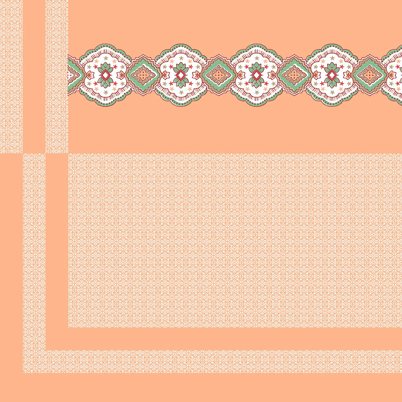 Elegant Peach Floral Border King Size Bedsheet – 100x108 Inch