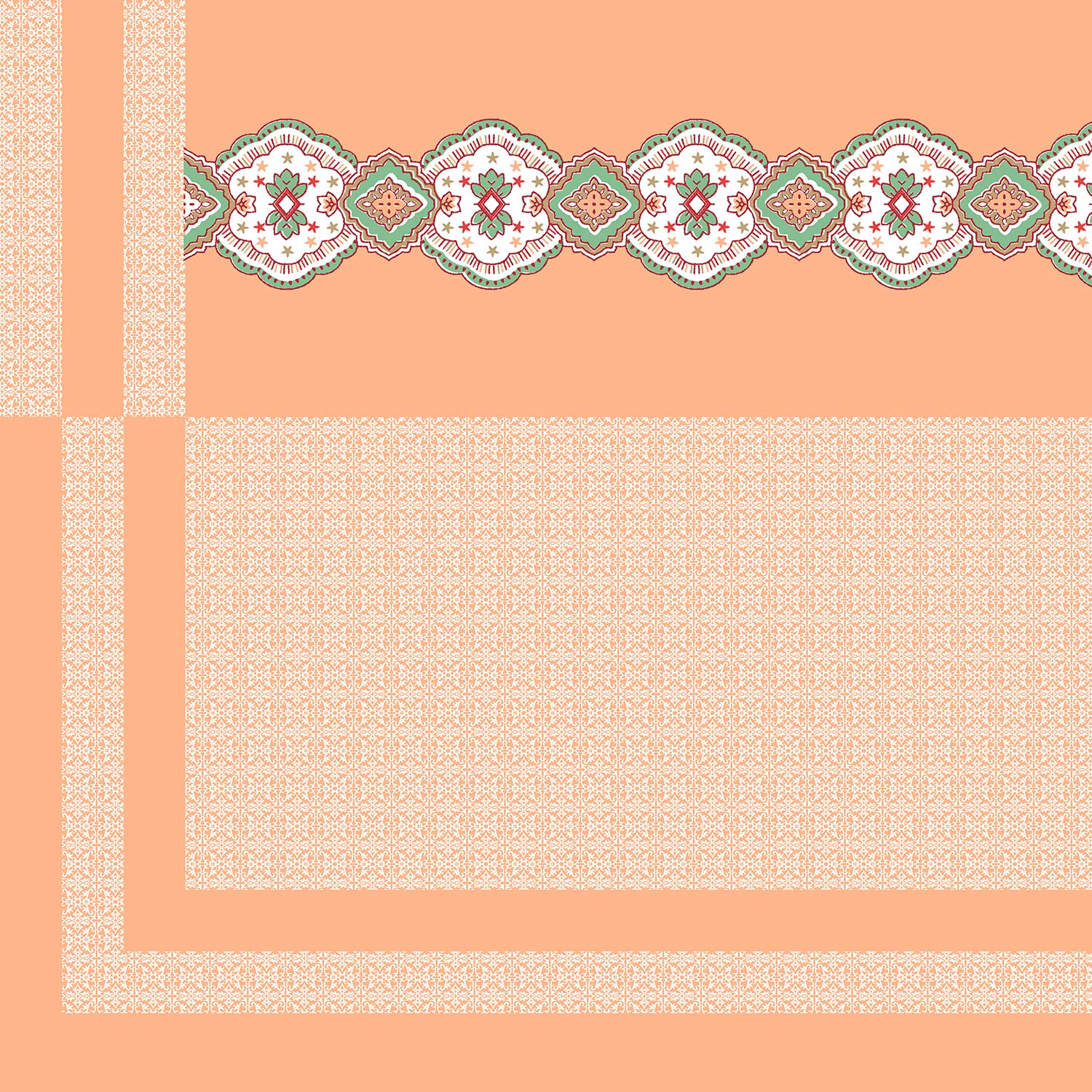 Elegant Peach Floral Border King Size Bedsheet – 100x108 Inch