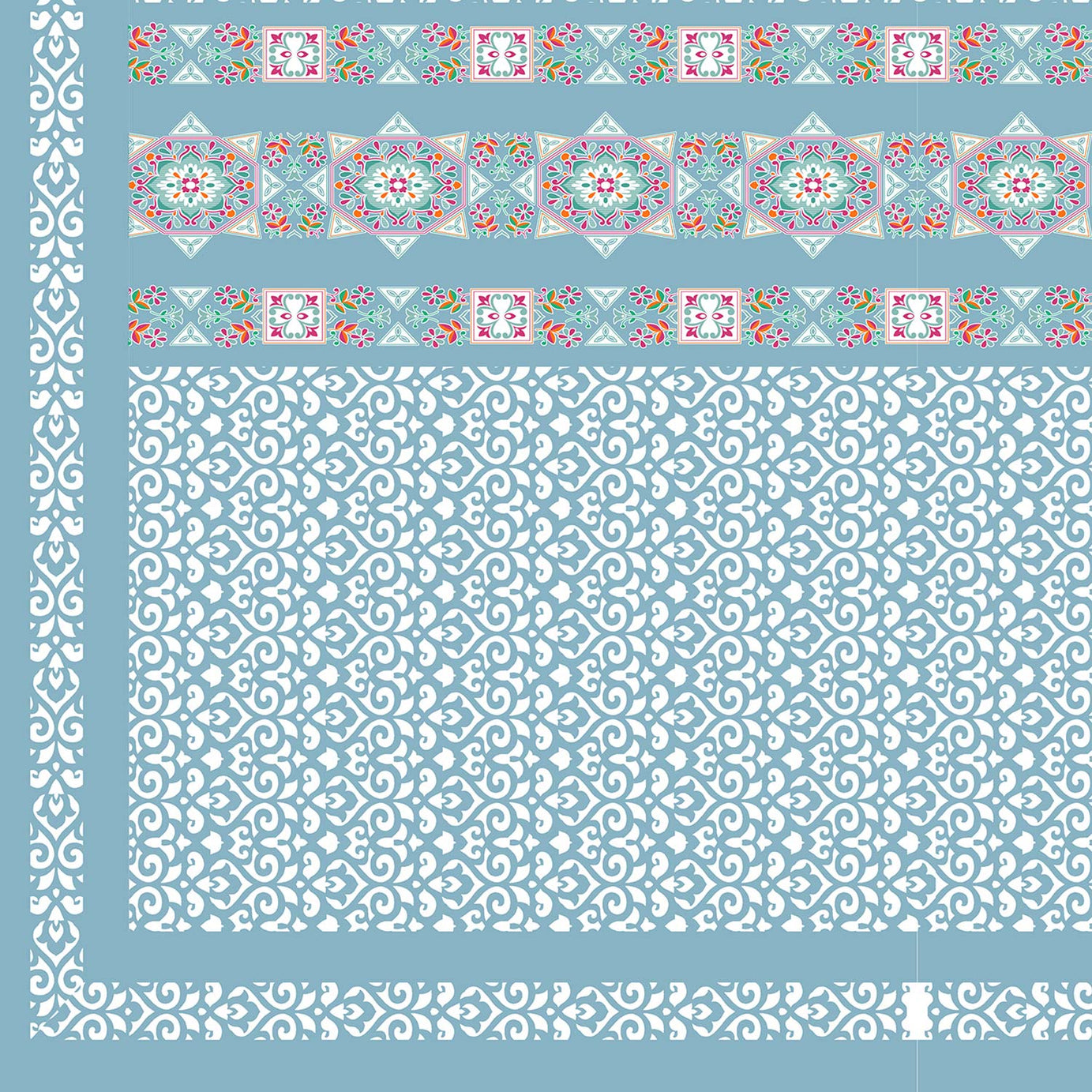 Elegant Sky Blue Printed King Size Bedsheet – 108x108 Inch