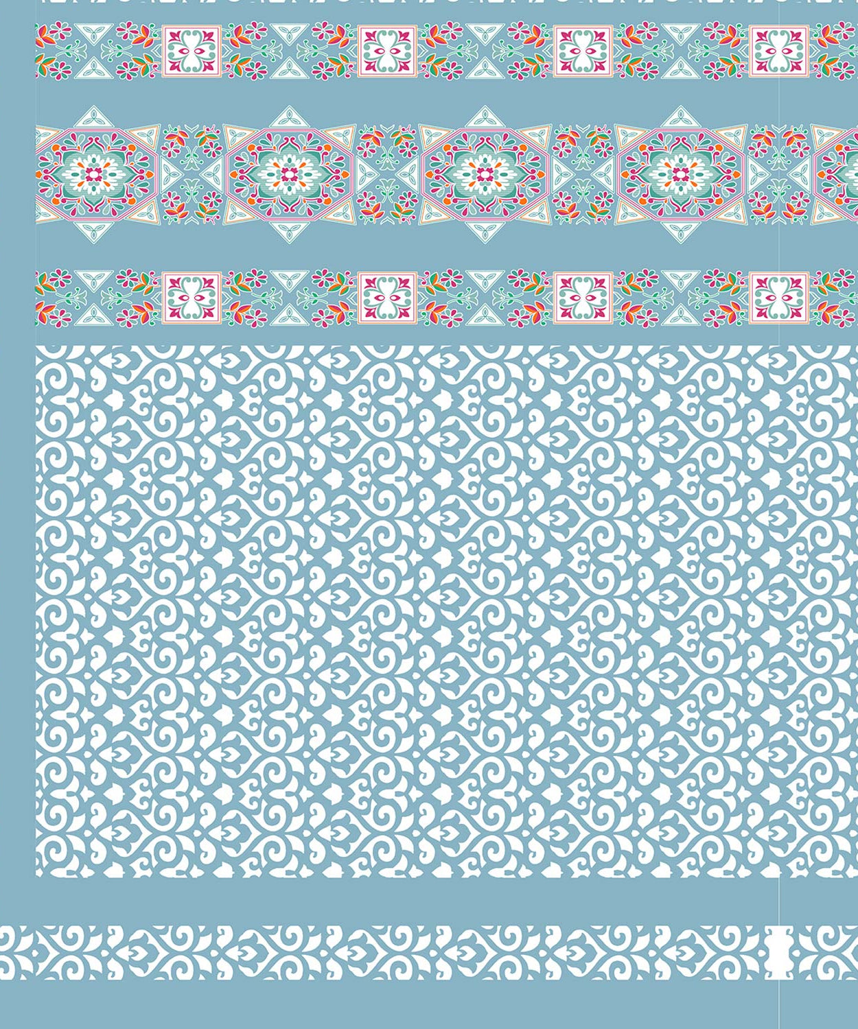 Elegant Sky Blue Printed King Size Bedsheet