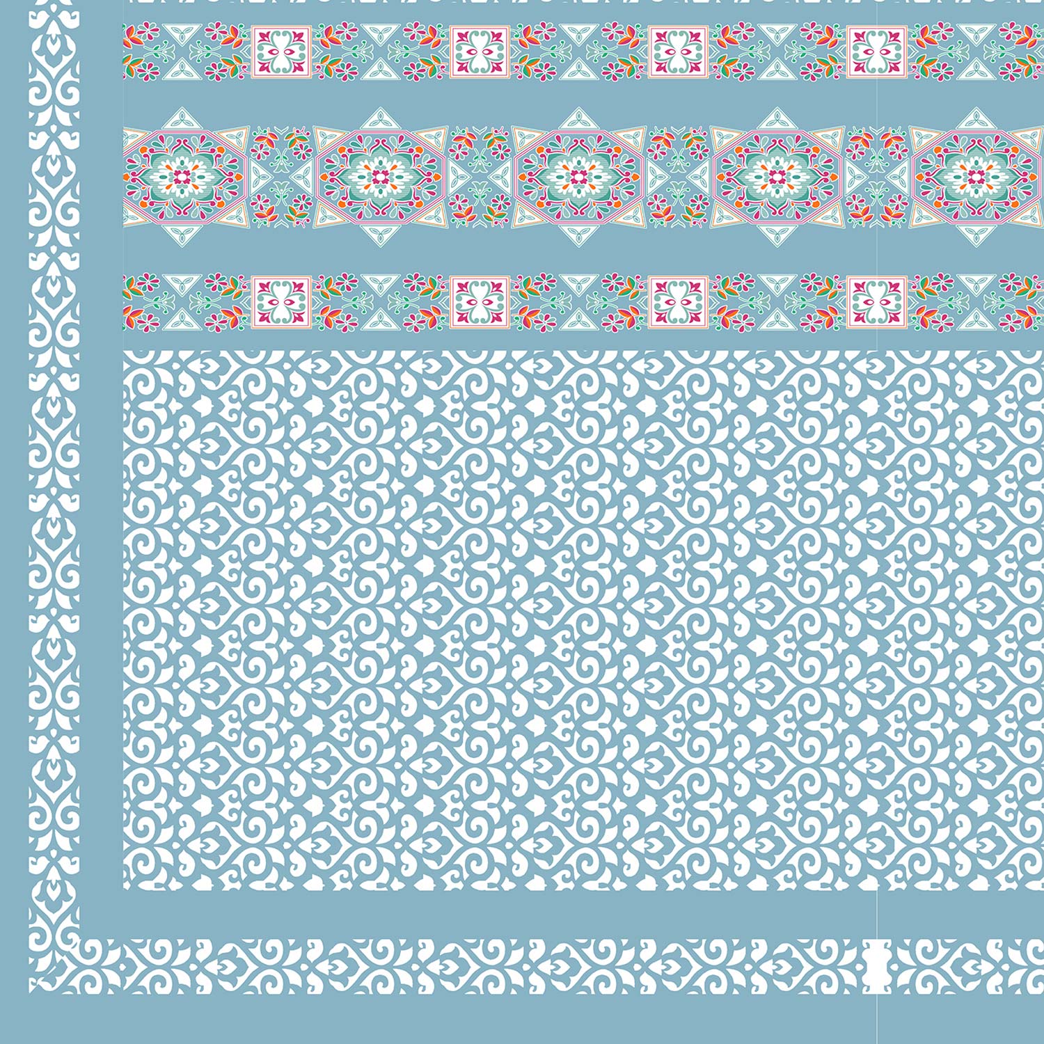 Elegant Sky Blue Printed King Size Bedsheet – 108x108 Inch