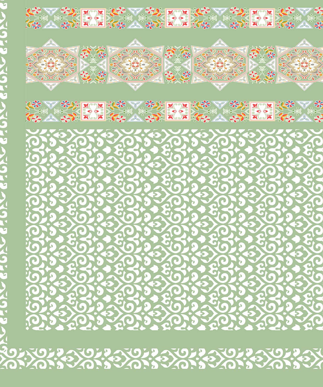 Elegant Mint Green Printed King Size Bedsheet