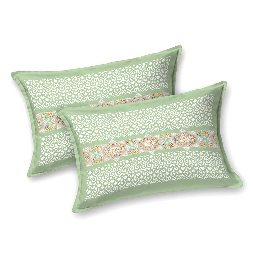 Elegant Mint Green Printed King Size Bedsheet – 108x108 Inch