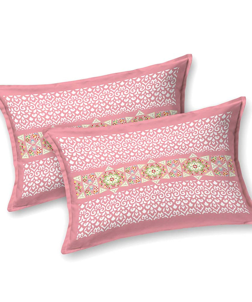 Elegant Pink Printed King Size Bedsheet