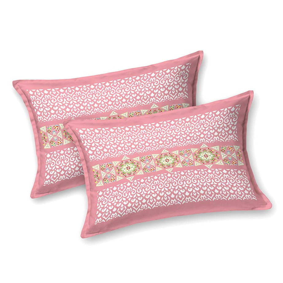 Elegant Pink Printed King Size Bedsheet – 108x108 Inch